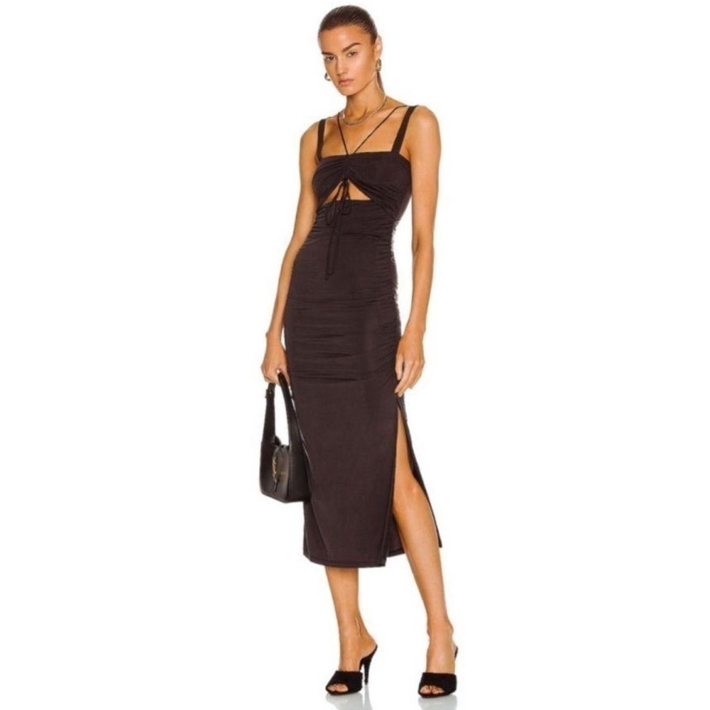Jonathan Simkhai Lucy Ruched Cutout Sexy Midi Dress